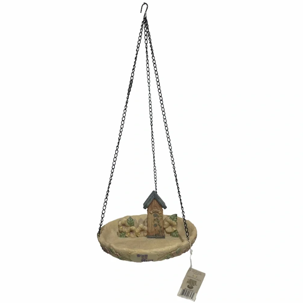 Hanging Bird Feeder Dish Bless this Home Large Colorful Floral Outdoor Birdhouse